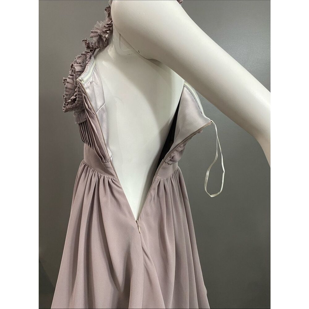 MM Couture One-Shoulder Pleated Chiffon Dress in Mauve Size XS - Picture 8 of 11